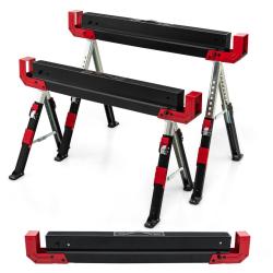 Lot de 2 tr&eacute;teaux pliables de travail 109 x 51,5-69 x 61,5-82,7 cm r&eacute;glables robustes et antid&eacute;rapa