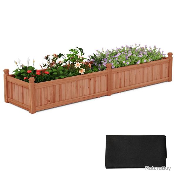 Bac � jardiner jardini�re sur�lev� rectangulaire 227 x 59,5 x 40 cm avec syst�me de drainage s�para