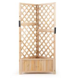 Bac de jardin jardini&egrave;re sur&eacute;lev&eacute; avec treillis 55 x 55 x 140 cm syst&egrave;me de drainage flexible desig