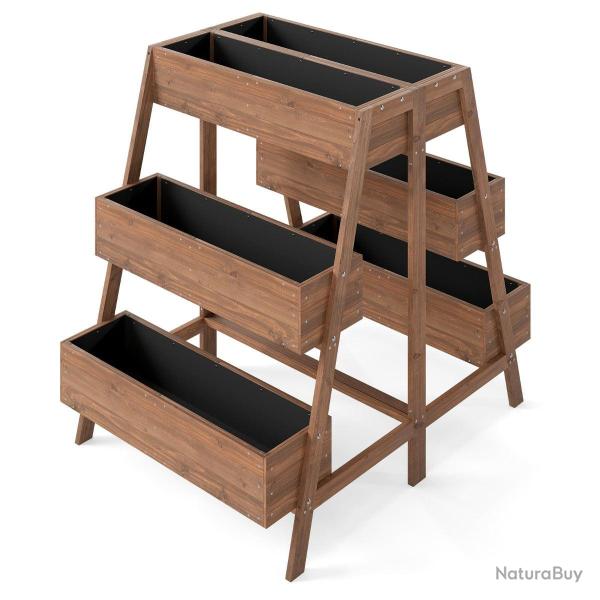 Bac de jardin jardini�re sur�lev� multi-niveaux 126 x 90 x 115 cm 6 bacs � plantes finition �l�gant