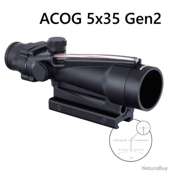 Viseur point rouge Red Dot ACOG 5x35 avec Fibre optique rouge Gen 2