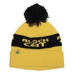 Bonnet Black Cat Yellow Bobble Hat Jaune et noir