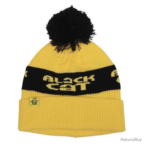 Bonnet Black Cat Yellow Bobble Hat Jaune et noir