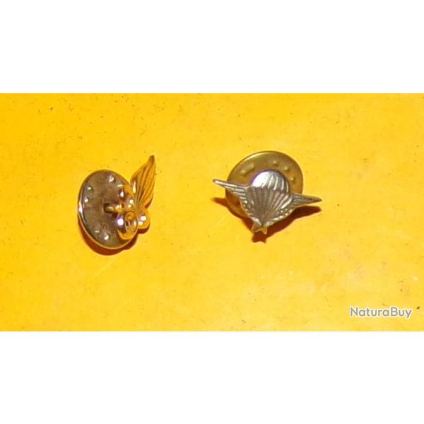 LOT 2 INSIGNES EN REDUCTION : LEGION ETRANGERE + BREVET PARACHUTISTE , ATTACHE TYPE PIN'S ,  ETAT VO