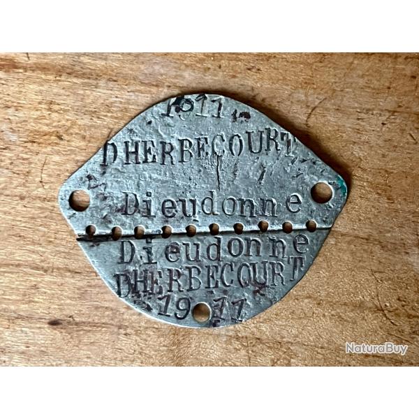Plaque d'identit� militaire ww1