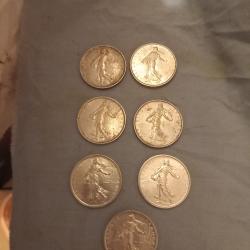 Pieces de monnaie 5 francs semeuse argent
