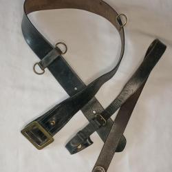 Ceinturon baudrier cuir vernis noir Gendarmerie France 40 WW2
