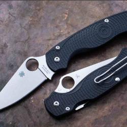 Couteau Spyderco Paramilitary 2 Lightweight Lame Acier CTS-BD1N Manche FRN Black USA SC81PBK2