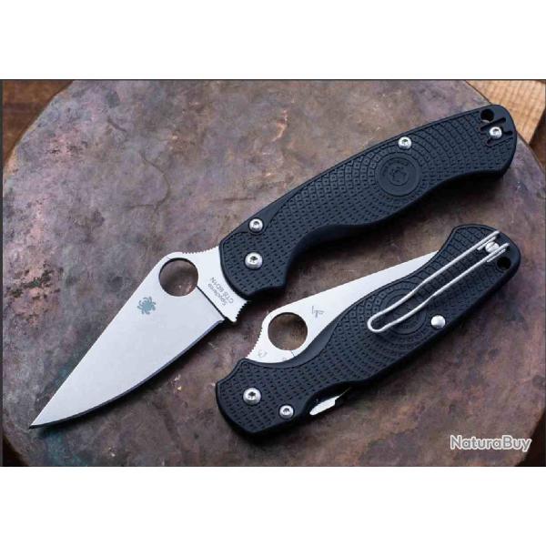 Couteau Spyderco Paramilitary 2 Lightweight Lame Acier CTS-BD1N Manche FRN Black USA SC81PBK2