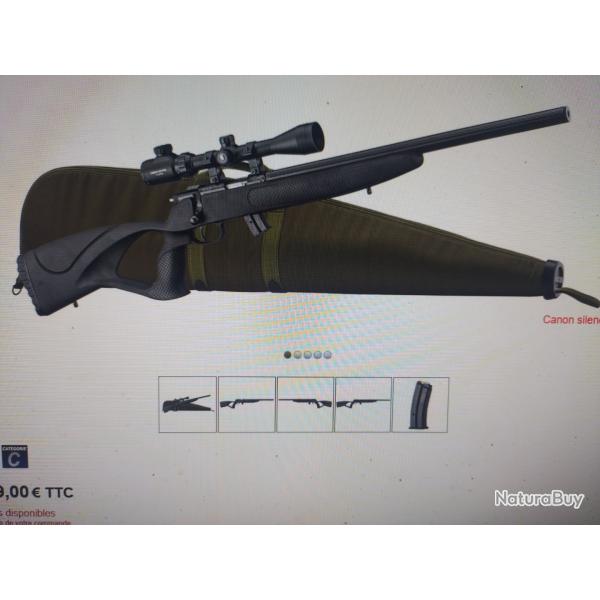 Pack carabine 22lr bo manufacture equality maker silencieuse lunette 4x32 et fourreau