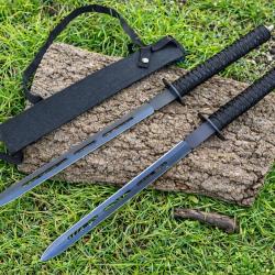 Set Double Lame Tactique - Paire - 65 cm - Double tranchant - Acier 3Cr13 ench&egrave;re