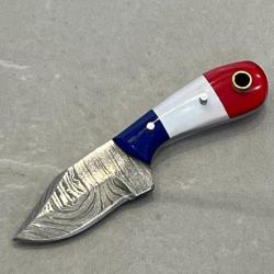 Couteau patriote droit 10cm Damas forg&eacute;e LLF ench&egrave;re