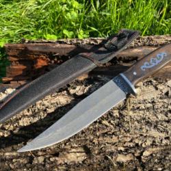 Couteau Russe manche bois de rose lame damas ench&egrave;re