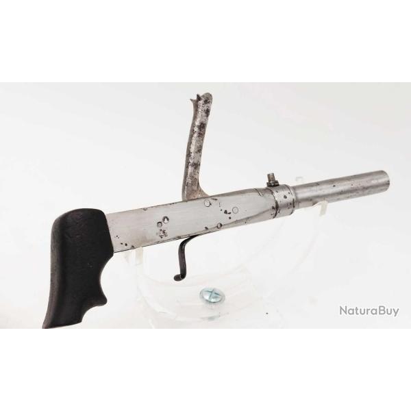 CURIEUX PISTOLET DIT DE BOTTE � PERCUSSION ET � COFFRE FIN XIX� France XIX eme