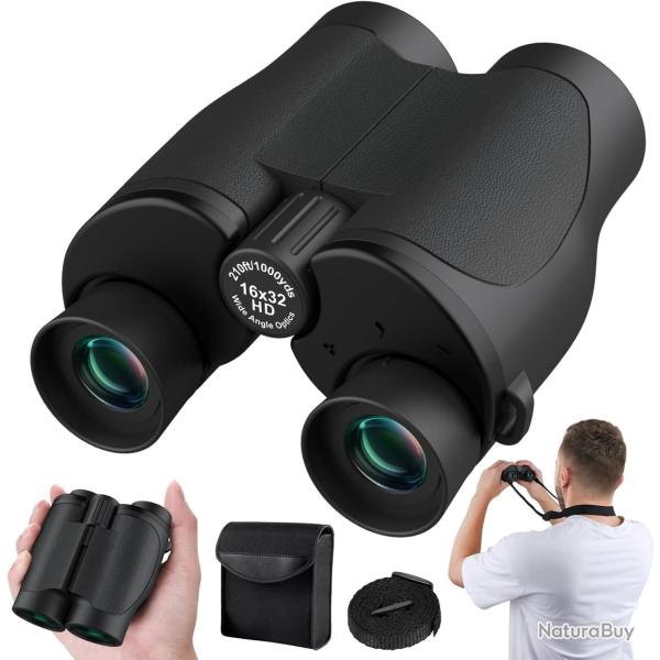 Jumelles 16 x 32 pour Adultes Haute puissance BAK4 PRISM Objectif FMC Etanches Compactes