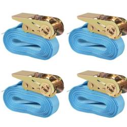 Sangle arrimage polyester bleu 6 m x 25 mm 0,8 tonne cliquet fixation s&eacute;curis&eacute;e