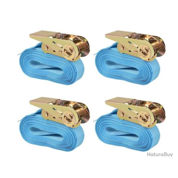 Sangle arrimage polyester bleu 6 m x 25 mm 0,8 tonne cliquet fixation s�curis�e