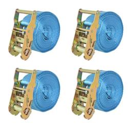 Sangle arrimage polyester bleu 6 m x 38 mm capacit&eacute; 2 tonnes cliquet s&eacute;curis&eacute;