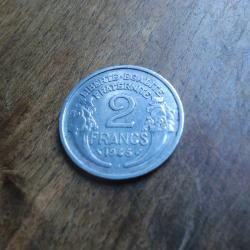 monnaie 2 francs morlon   1945 B