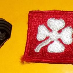 LOT DE 1 ECUSSON EN TISSU + GALON  :  ARMEE AMERICAINE TISSU TREFLE ET GALON EN METAL  , ETAT VOIR P