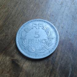 monnaie 5  francs lavrillier   1945  alu