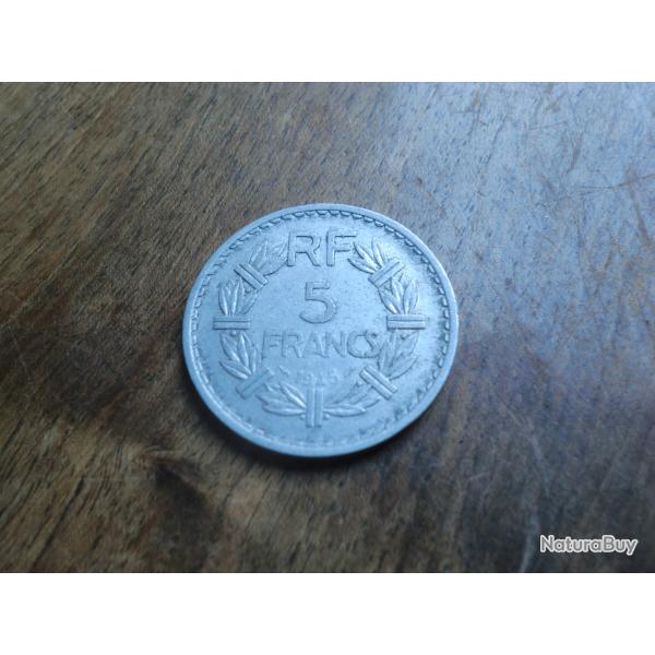 monnaie 5  francs lavrillier   1945  alu