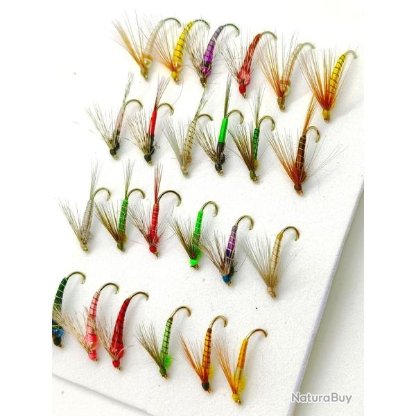 Lot de 24 Mouches de Le�n - Hame�on #14 (Avec Ardillon)