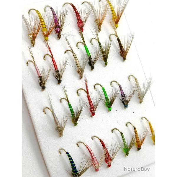 Lot de 24 Mouches de Le�n - Hame�on #14 (Avec Ardillon)