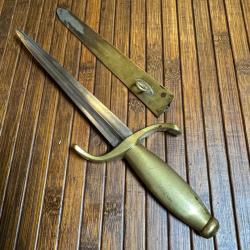 DAGUE DE MARINE LAME TRIANGULAIRE MANCHE MONOBLOC EN BRONZE XlX &Eacute;ME