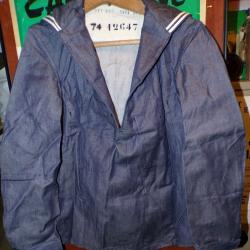 VAREUSE BLEU TYPE JEAN AVEC SON COL BLEU  DE LA MARINE NATIONALE FRANCAISE , TAILLE 96 SOIT  EN CIVI