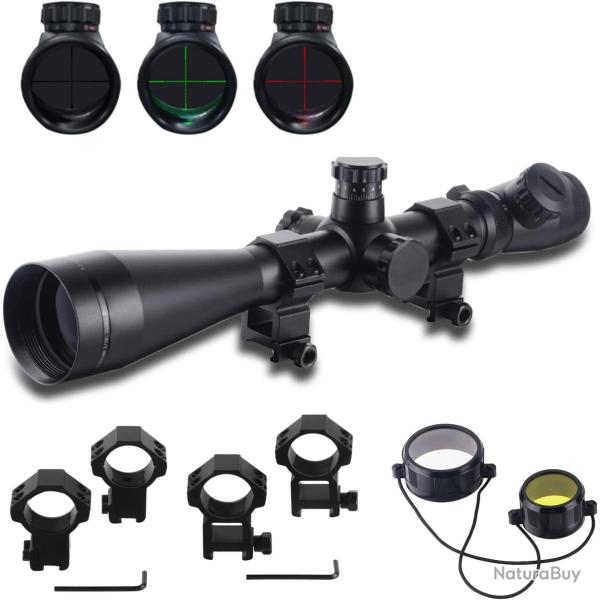 Lunette de Vis�e 3.5-10x50 Tactique Airsoft & Chasse - R�ticule Illumin� Rouge/Vert - Rails 11/20 mm