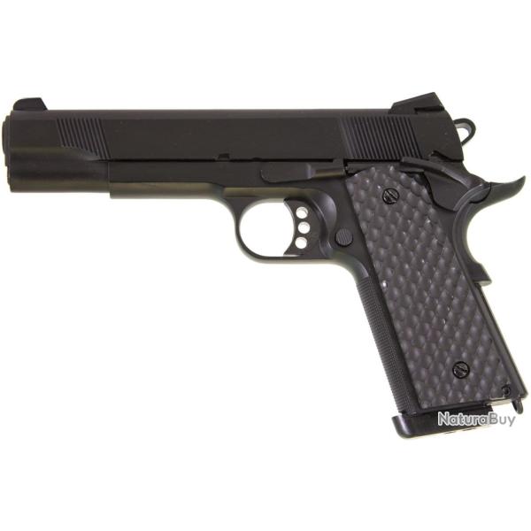 R�plique airsoft GBB 1911 MEU Raven full metal gaz noir 1,0J