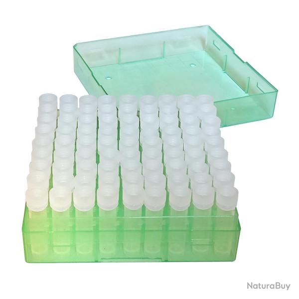 Bo�te en polypropyl�ne � 81 places avec 81 dosettes 2 ml - Vert
