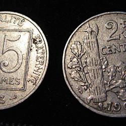 deux pieces Patey 25 centimes 1903 & 1904 ttb