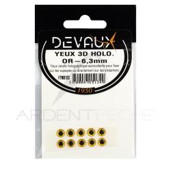 Yeux 3D DEVAUX Holo or 6.3 mm