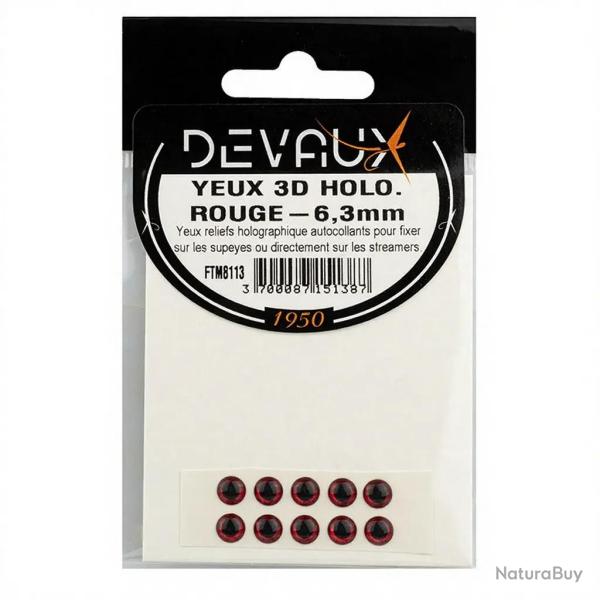 Yeux 3D DEVAUX Holo rouge 4 mm