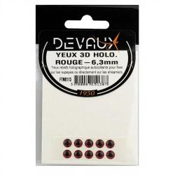 Yeux 3D DEVAUX Holo rouge 6.3 mm