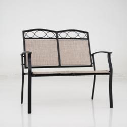 Banc ext&eacute;rieur 2 places 96 x 54 x 58 cm confort ergonomique d&eacute;coratif en m&eacute;tal marron 20_0018406