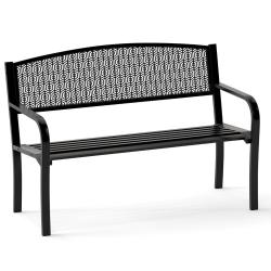 Banc ext&eacute;rieur 60 x 128 x 86 cm lot de 1 confortable et r&eacute;sistant style moderne en m&eacute;tal noir 20_00