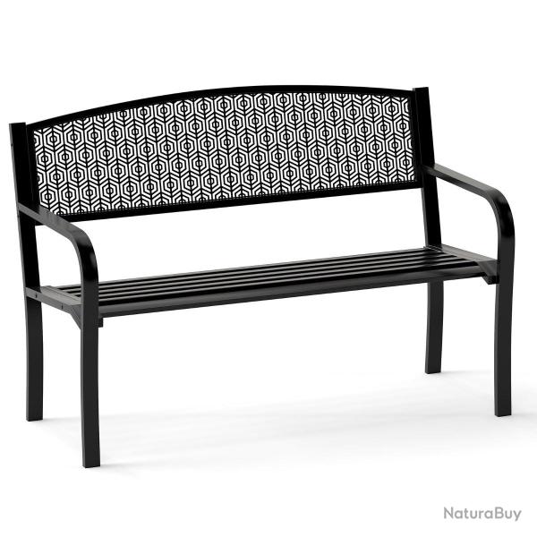 Banc ext�rieur 60 x 128 x 86 cm lot de 1 confortable et r�sistant style moderne en m�tal noir 20_00