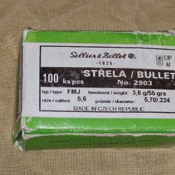 Ogive S&B cal. 224 55gr FMJ (x98) HILMAR SUPER DESTOCK !!!