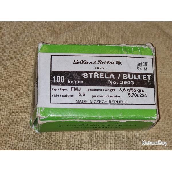 Ogive S&B cal. 224 55gr FMJ (x98) HILMAR SUPER DESTOCK !!!