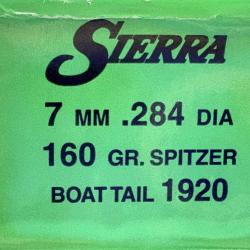 Ogives Sierra 7mm 160grs SBT x100