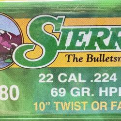 Ogives sierra cal 22 69 grs HPBT x100