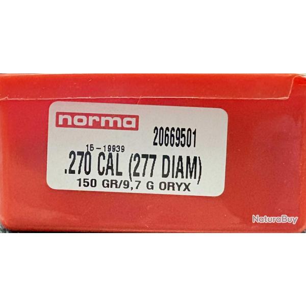 Ogives norma oryx calibre 270 win 150grs 9.7g x100