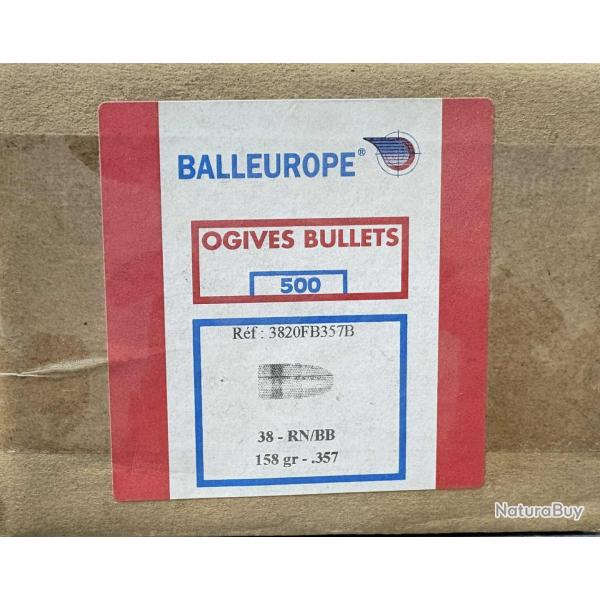 Ogives balleurope cal 38 RN/BB 158grs diam 357 x500