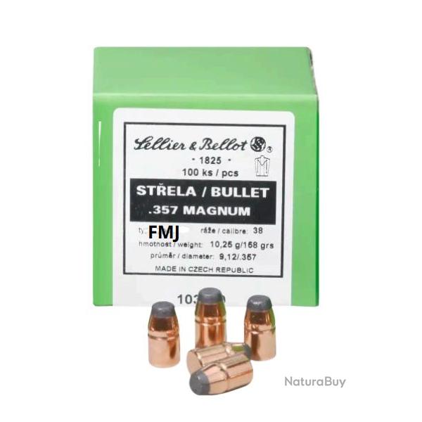 Ogives Sellier & Bellot calibre 357 Magnum FMJ x100