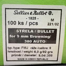 Ogives Sellier & bellot calibre 380 Auto x100