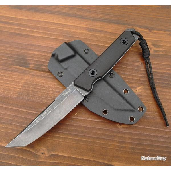 Couteau Tactique BlackField Shinji - Lame Tanto 13cm Acier 440 - Manche G10 - �tui Rigide
