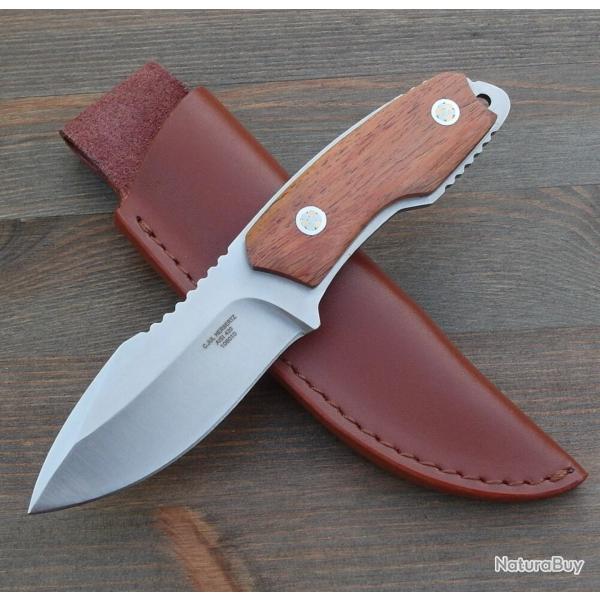 Couteau de Chasse Herbertz - Acier Inox AISI 420 - Manche Bois de - �tui Cuir